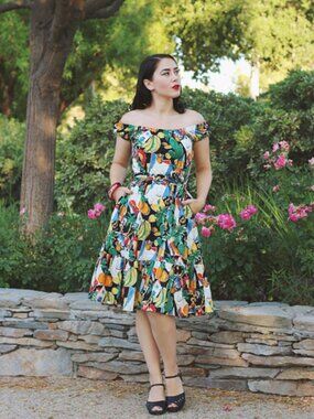 NWT J. Crew Postcard Vacation Print Off-Shoulder cotton dress sz 4
